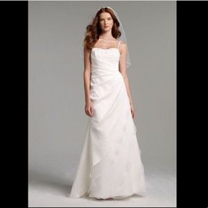 Davids Bridal Side Drape Gown with Beaded Bodice